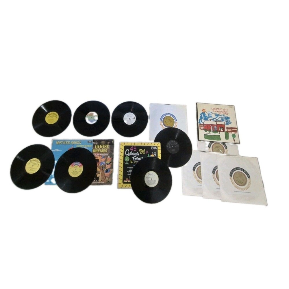 Vintage Children's Vinyl Record Lot Disney Mother Goose Three Little Pigs 11 LPs